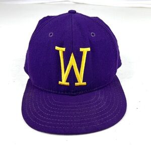 Vintage 80s AJD Washington Huskies Fitted Cap Hat Purple Wool Sz 7 3/8